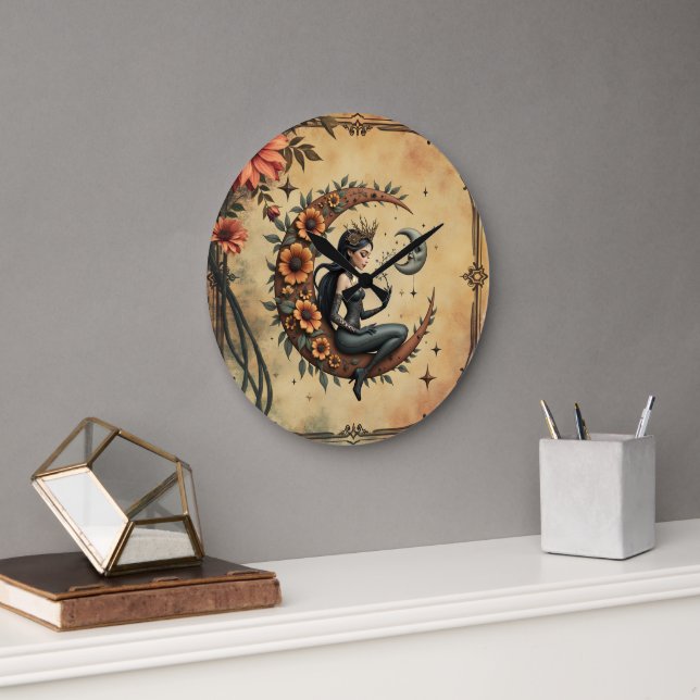 Sunflower Crescent Queen  Large Clock (Office)