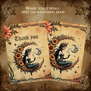 Sunflower Crescent Queen Thank You Card