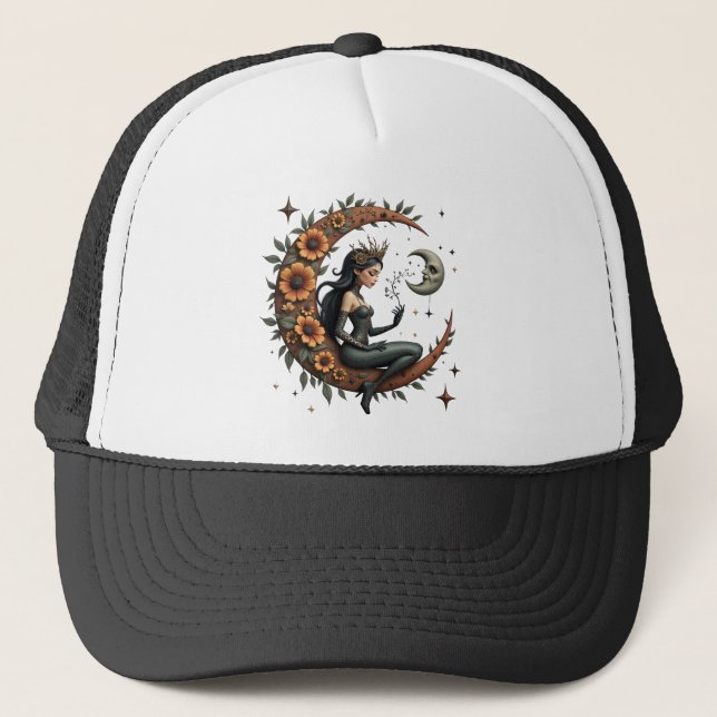 Sunflower Crescent Queen  Trucker Hat (Front)
