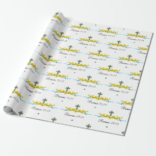 Sunflower & Cross Christian Wrapping Paper