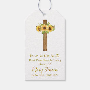 Sunflower Cross Memorial Funeral Seed Packet  Gift Tags