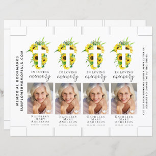 Sunflower Cross Photo Memorial Bookmark