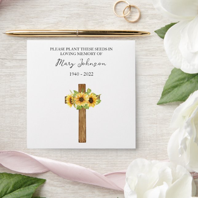 Sunflower Cross Seed Packet Funeral Envelope (Wedding)