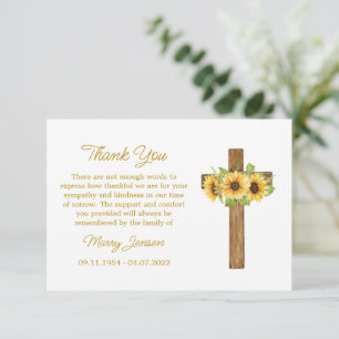 Sunflower Cross Sympathy Thank You Card