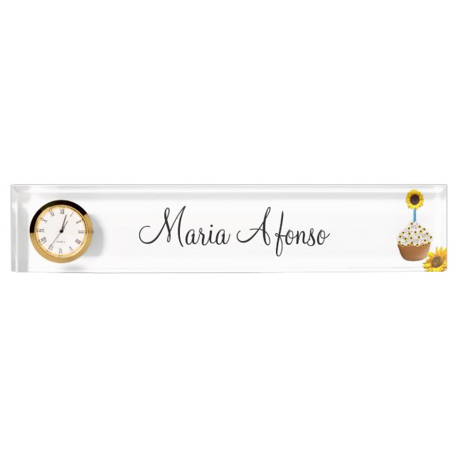Sunflower Cupcake Desk Nameplate (Front)