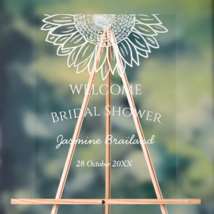 Sunflower Custom Bridal Shower Welcome Acrylic Sign