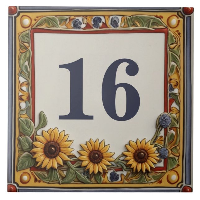 Sunflower Custom House Number Plate Sign Plaque Tile (Front)