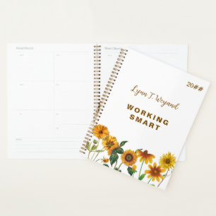 Sunflower Custom Name Bright Floral Planner