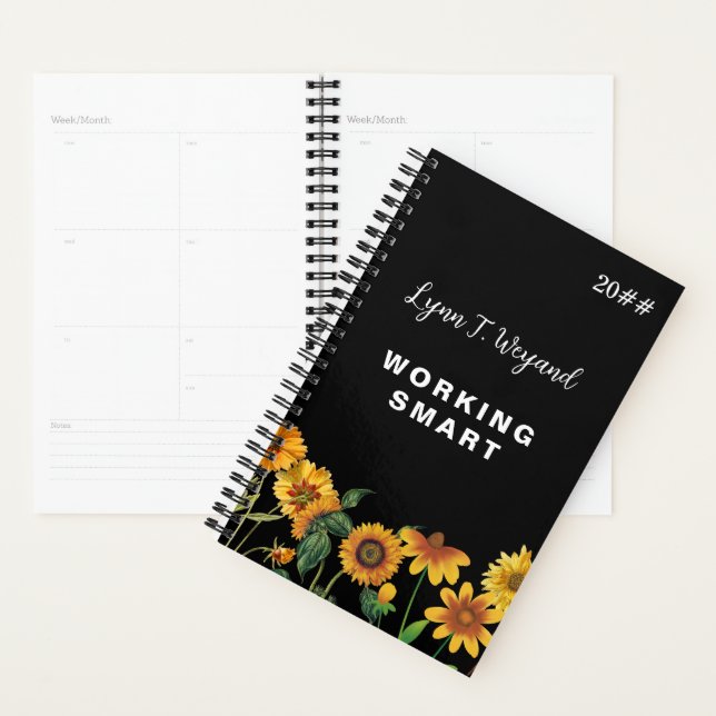 Sunflower Custom Name Bright Floral Planner (Display)