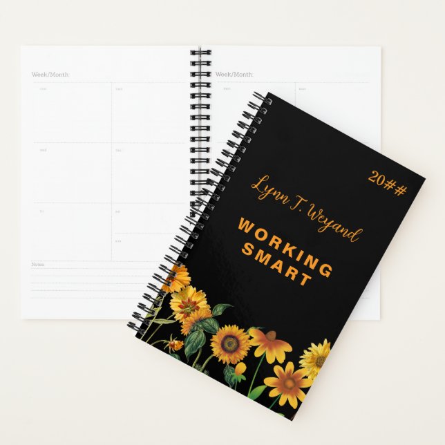 Sunflower Custom Name Bright Floral Planner (Display)