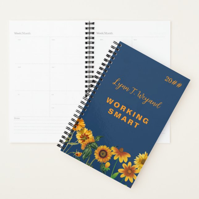 Sunflower Custom Name Bright Floral Planner (Display)