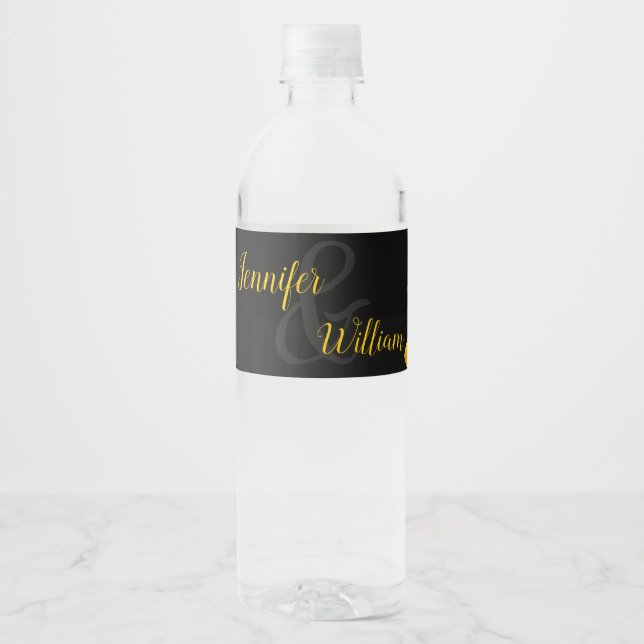 Sunflower, custom photo water bottle with names label (Front)