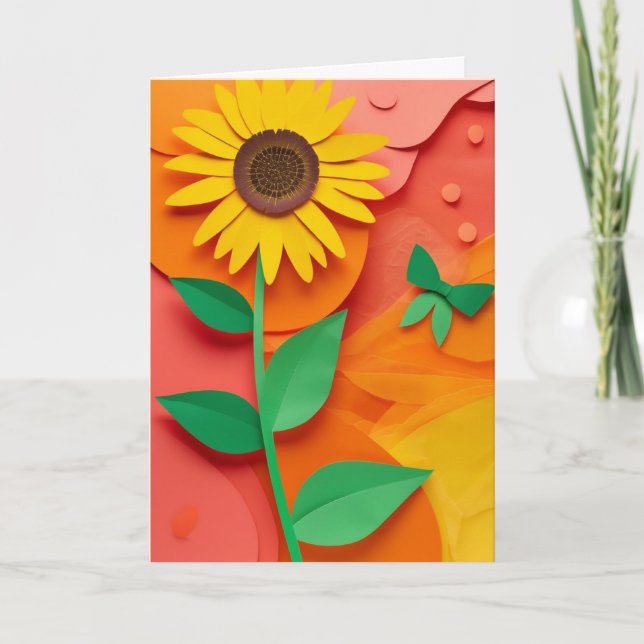 Sunflower Cut-Paper Bloom Card (Front)