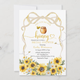 Sunflower Cute Bow Bee Bride to Bee Bridal Invitation