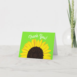 Sunflower Cute Thank You 1st Birthday Cards