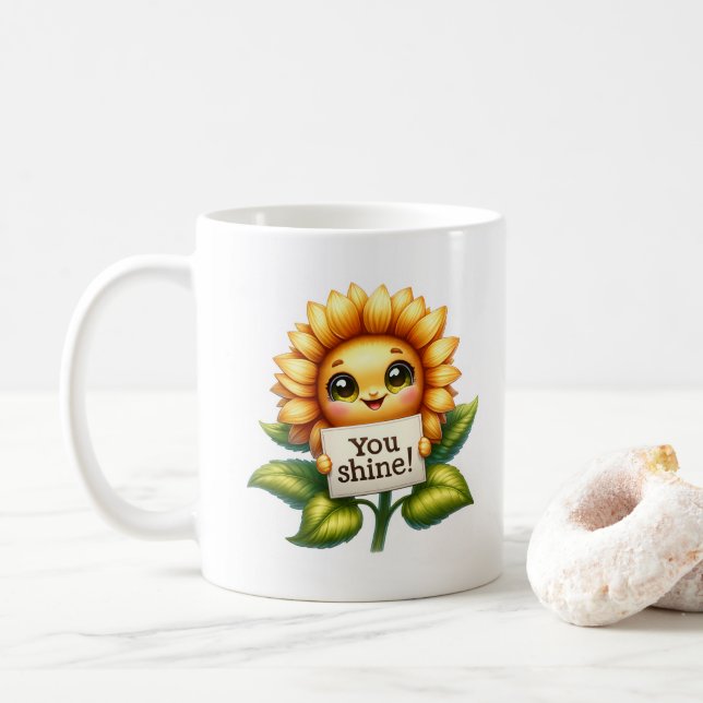 Sunflower Cutie  Coffee Mug (With Donut)