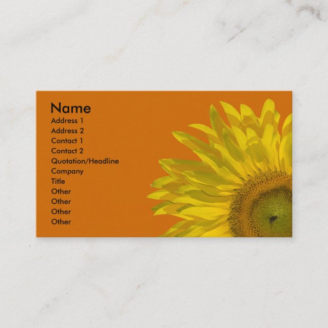 Sunflower Cutout  Business Card (Front)