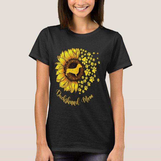 Sunflower Dachshund Mum Dog Lover T-Shirt (Front)