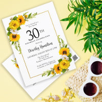  Sunflower Daisy 30th Birthday Party Invitation