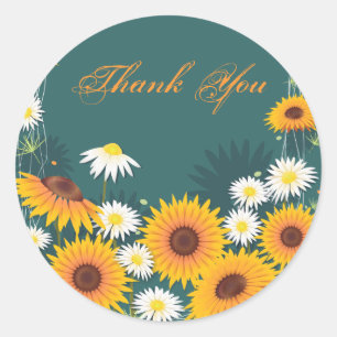 Sunflower Daisy Thank You Classic Round Sticker