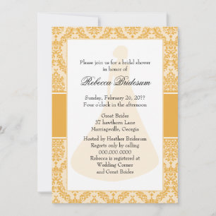Sunflower Damask Bridal Shower Invitation