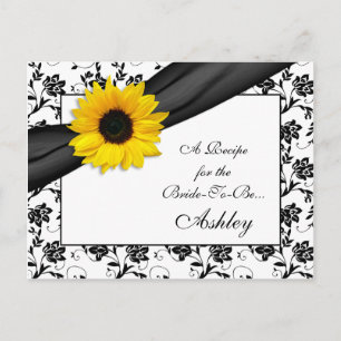 Sunflower Damask Recipe Card for the Bride to Be