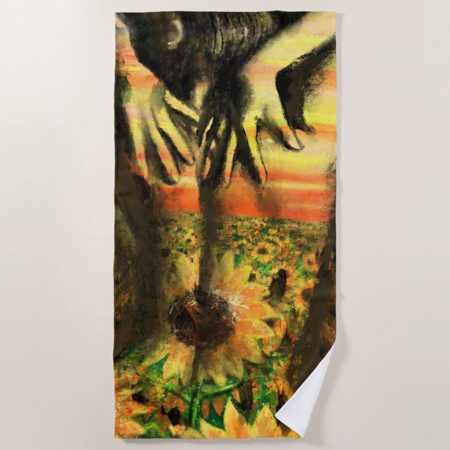 Sunflower Dancing Woman Beach Towel (Front)