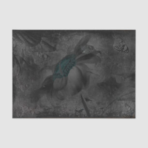 Sunflower Dark Grey Teal Vintage Antique Texture Tissue Paper