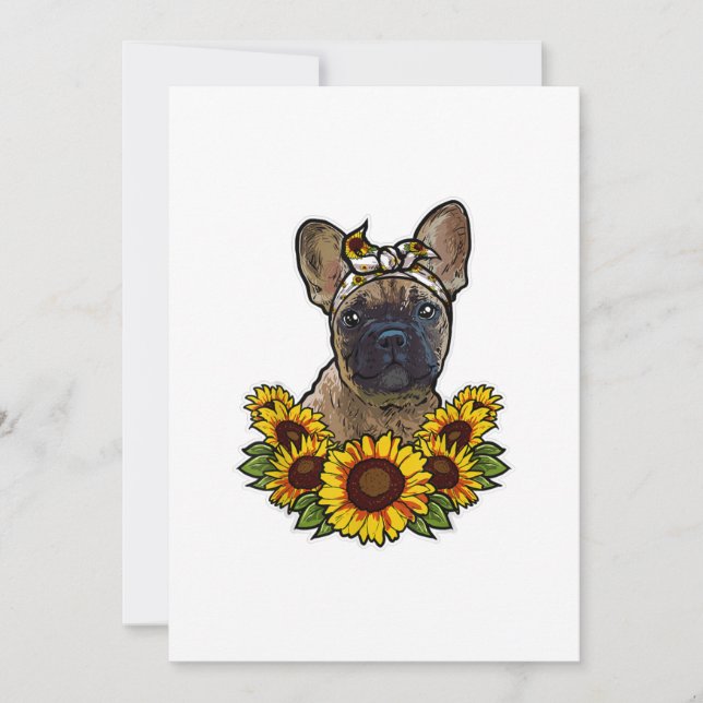 Sunflower Decor Frenchie For Dog Lover Mum Dog Dad Announcement (Front)