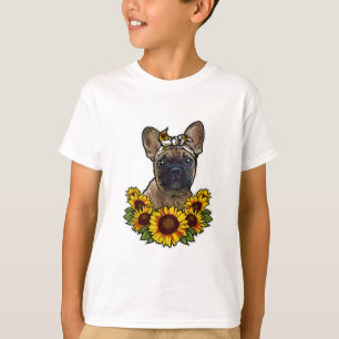 Sunflower Decor Frenchie For Dog Lover Mum Dog Dad T-Shirt