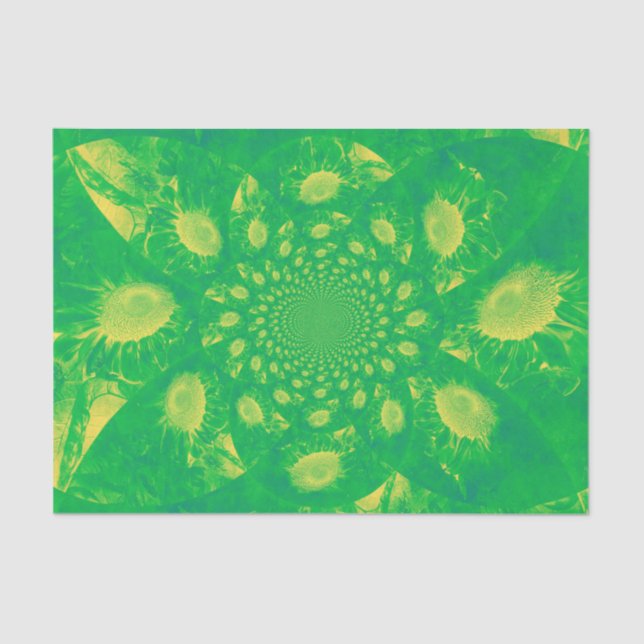 Sunflower Decoupage Green Yellow Abstract Art Tissue Paper (Front)