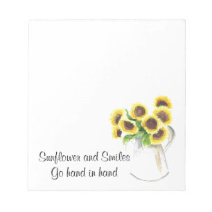 Sunflower design on items notepad