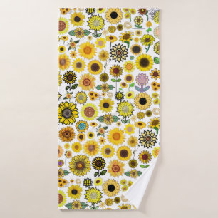 Sunflower Designer Beach Bath Towel Hand Rag Set