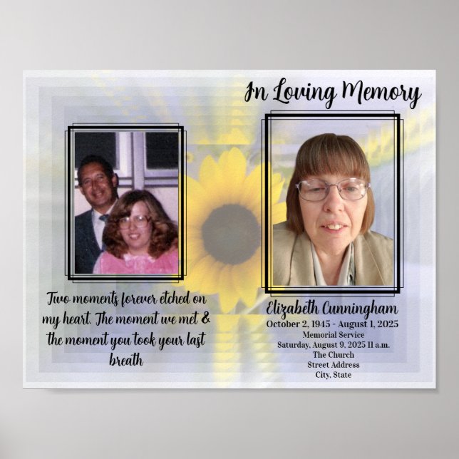 Sunflower Digital Art Memorial Photos  Poster (Front)