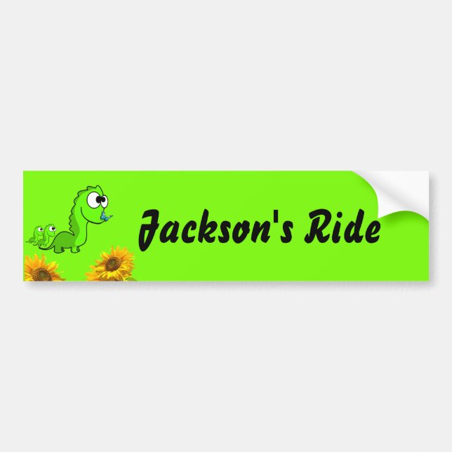 Sunflower Dinosaur Bumper Sticker (Front)