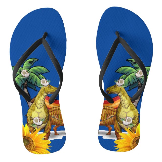 Sunflower Dinosaur  Flip Flops (Footbed)