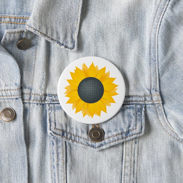 Sunflower Disco Ball Retro Party Vibe  7.5 Cm Round Badge (Creator Uploaded)