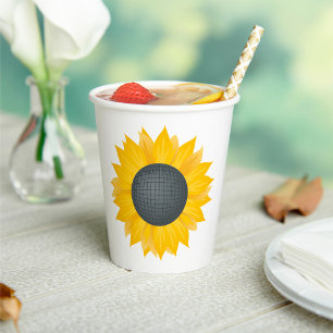 Sunflower Disco Ball Retro Party Vibe  Paper Cups