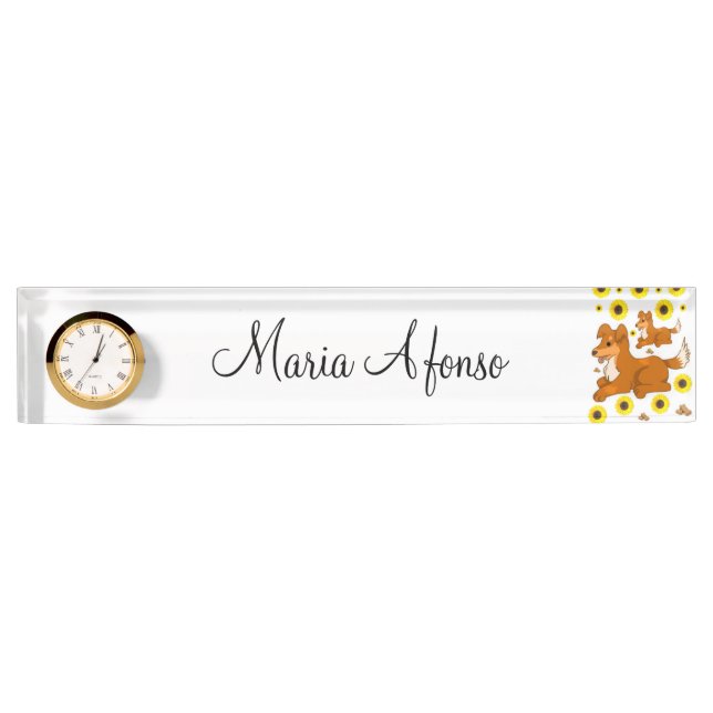 Sunflower Dog Desk Nameplate (Front)