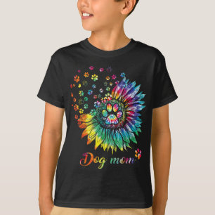 Sunflower Dog Mum Tie Dye Dog Lover Funny T-Shirt