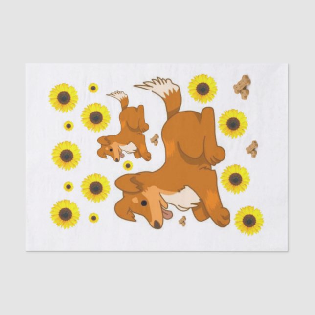 Sunflower Dog Puppy Tissue Paper (Front)