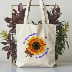 Sunflower Dragonfly Nursery Business Name Tote Bag