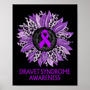 Sunflower Dravet Syndrome Awareness Purple Ribbon Poster