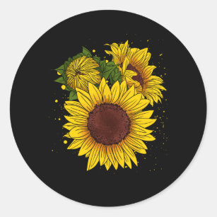 Sunflower Drawing Cute Flower Gardening Classic Round Sticker