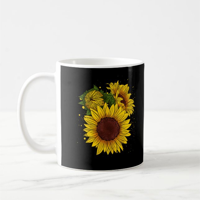Sunflower Drawing Cute Flower Gardening Coffee Mug (Left)