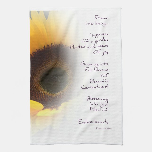 Sunflower Dream Poem Tea Towel (Vertical)