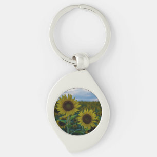Sunflower Duo Close Up Key Ring