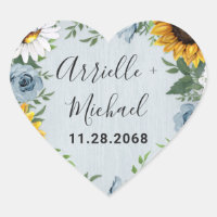 Sunflower Dusty Blue Country Rustic Roses Wedding