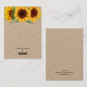 Sunflower Earring Display Business Card