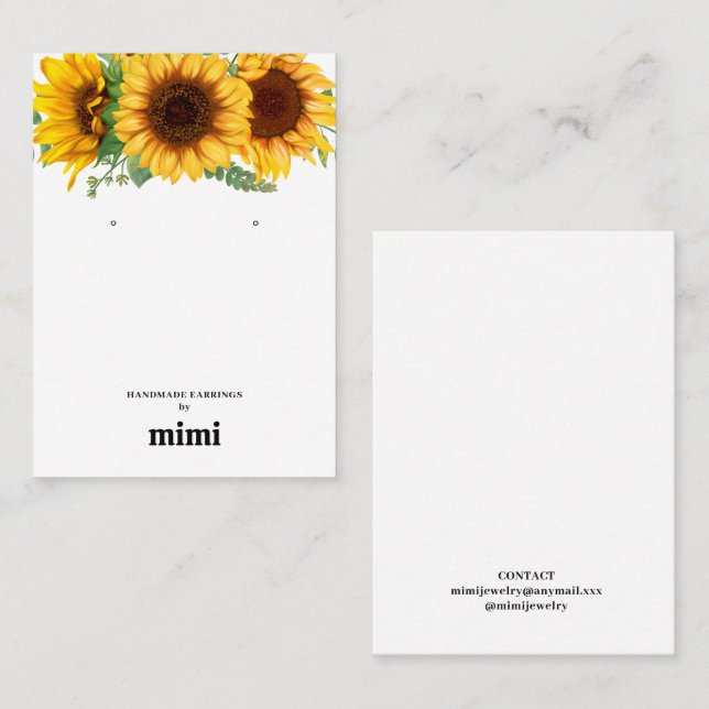 Sunflower Earring Display  Business Card (Front/Back)